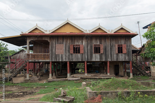 Palafittes in the countryside in northern Cambodia photo