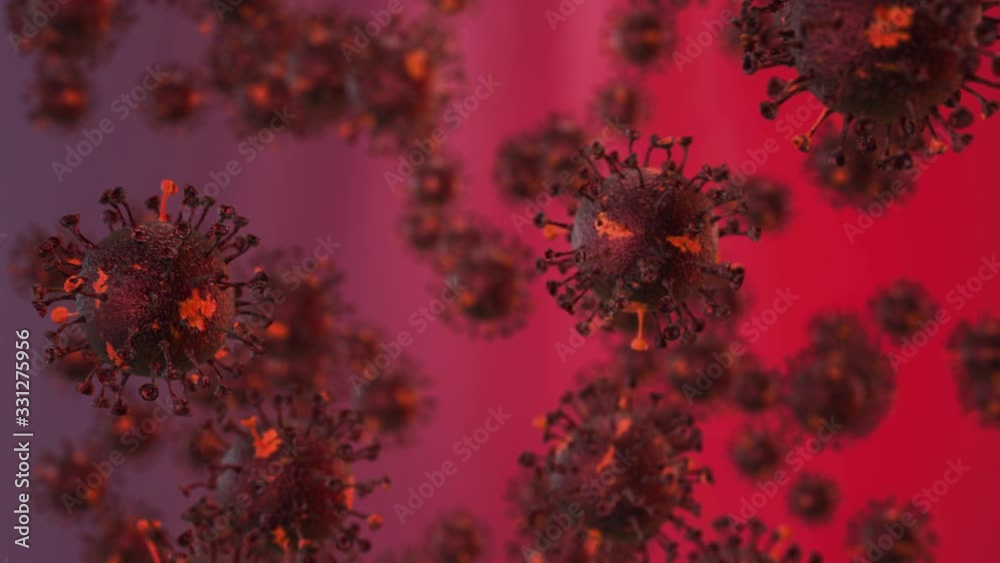 Pathogenic cells of Coronavirus 2019-ncov move in the human body. 3d render. Pathogenic cells of Coronavirus 2019-ncov move in the human body. 3d render.