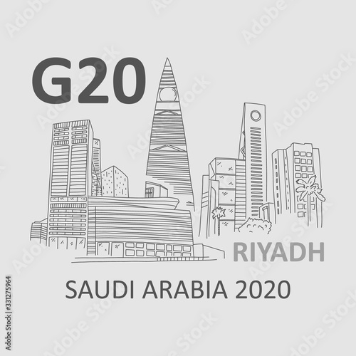 Event in saudi arabia g20 town riyadh, sketch