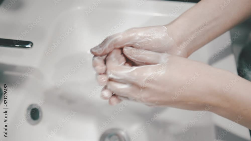 Washing Hands With Hot Water And Antibacterial Soap Protecting From Virus Corona Outbreak Measurements Hygiene Routine Cleaning Washing Hands With Hot Water And Antibacterial Soap Protecting From Virus Corona Outbreak Measurements Hygiene Routine Cleaning