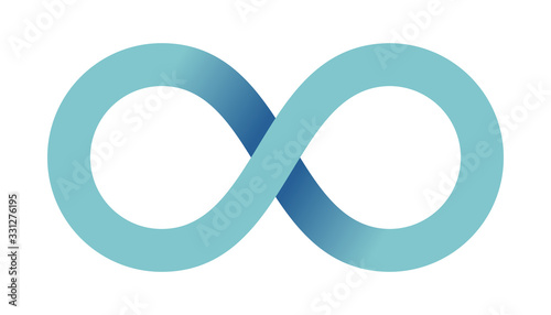Abstract infinity sign. Infinity loop mathematical symbol in flat style with shadows. Isolated on white background. Color gradient icon. Vector illustration. photo