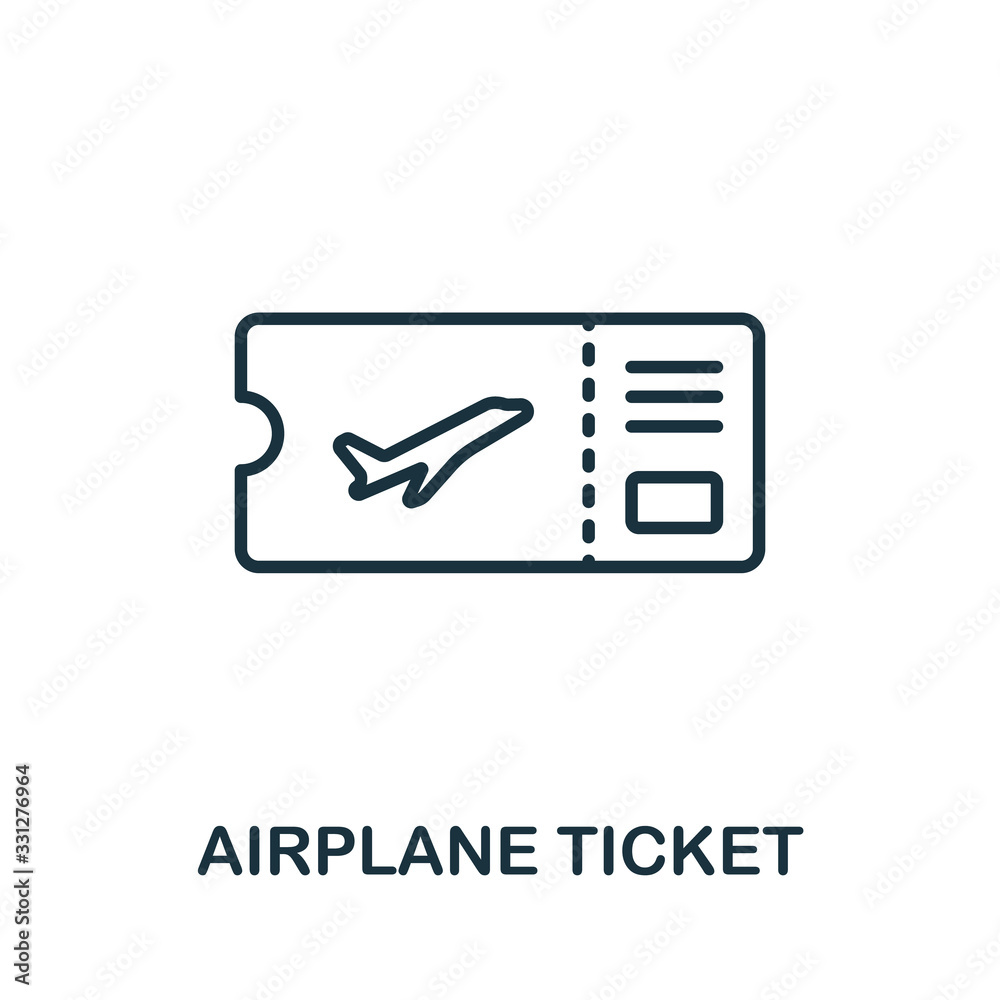 Airplane Ticket icon. Simple line element Airplane Ticket symbol for templates, web design and infographics Airplane Ticket icon. Simple line element Airplane Ticket symbol for templates, web design and infographics