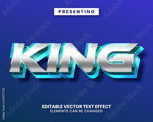 Editable text effect shiny silver metal game style