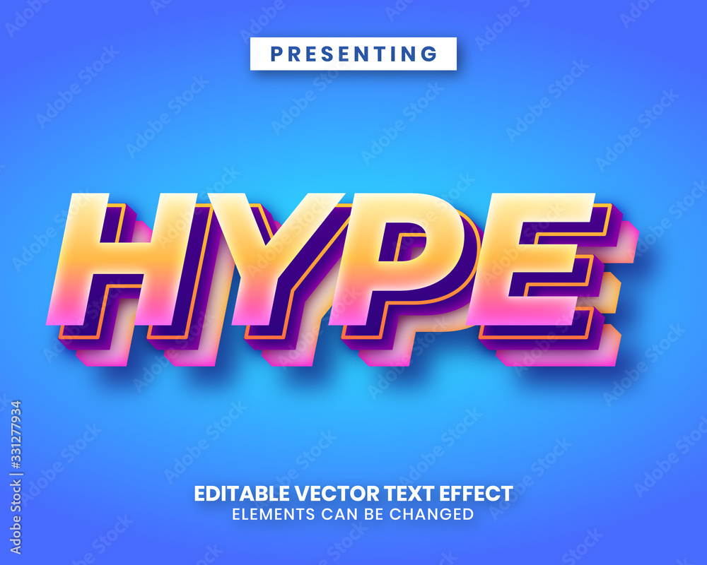 Modern gradient style editable text effect