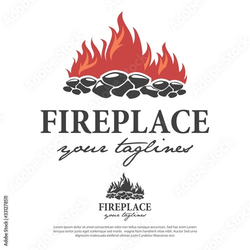 fireplace logo vector vintage minimalist