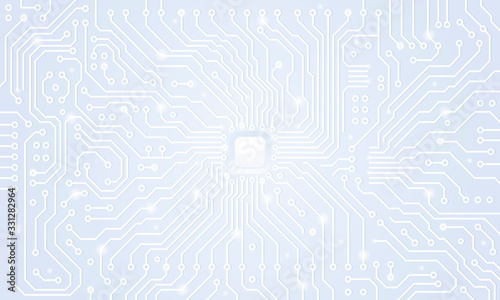 Circuit board. White abstract technology background. Motherboard vector illustration.