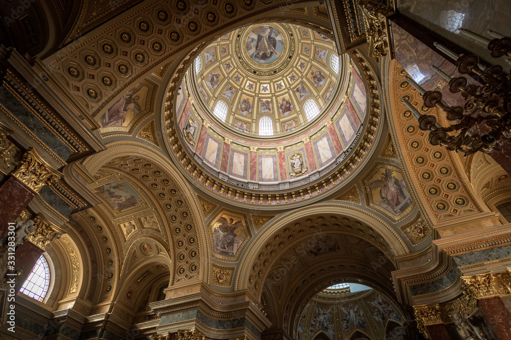 St Stephen's Basilica dome view from inside, Budapest Hungary