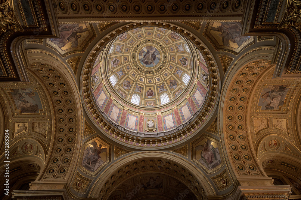 St Stephen's Basilica dome view from inside, Budapest Hungary