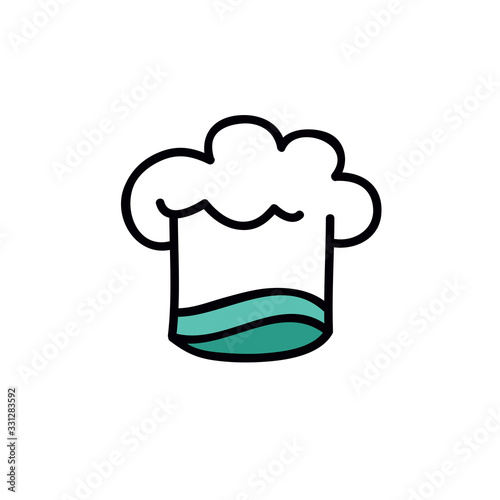 chef hat doodle icon, vector illustration