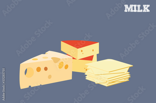 Vector Illustration of Different Types of Cheese 