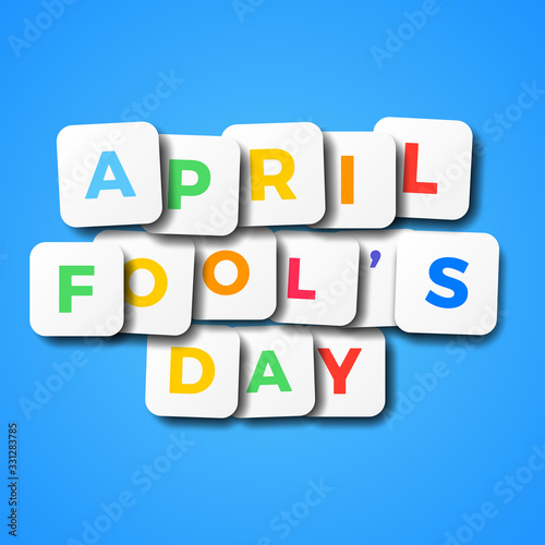 april fools day banner design layout with colorful text with smooth shadows for greeting cards, posters, invitations, brochures