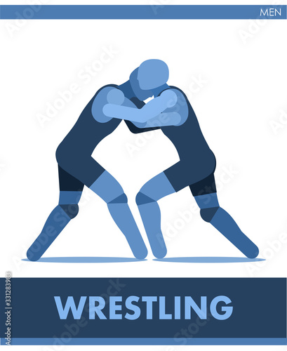 Freestyle wrestling icon vector. Male. Pictogram men sport. Logo. Match boys. Symbolic image is one of a series. Greco-Roman. Isolated.
