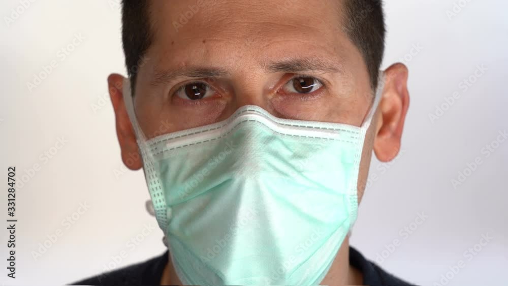 Man Prevent Coronavirus Contamination Wearing Mask All Time. Man Prevent Coronavirus Contamination Wearing Mask All Time.