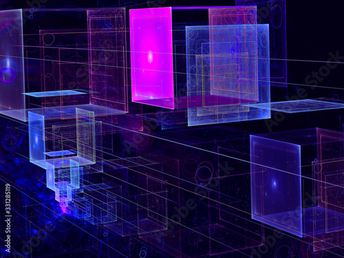 Abstract flying cubes - digitally generated 3d illustration