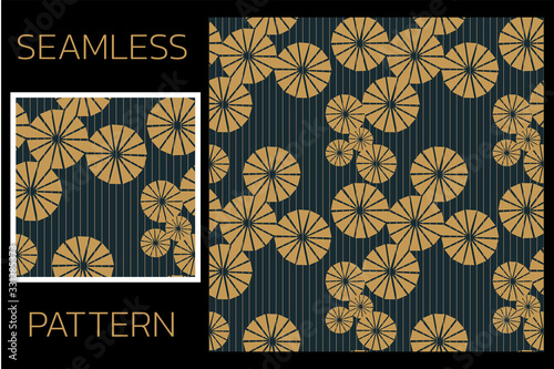 gold triangle geometric flowers abstract seamless pattern vector. vintage art deco background.