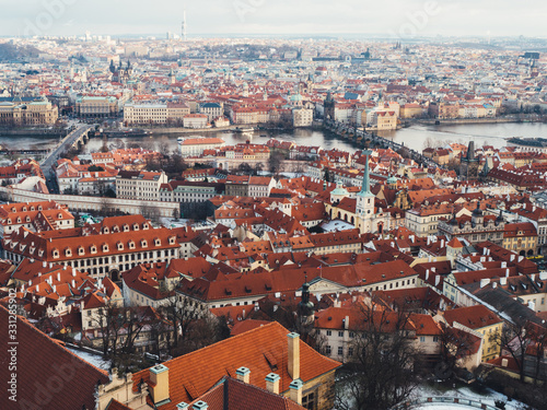 Red roofs of old medieval town in Prague