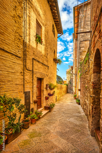 Colle Val d Elsa  street in old town. Siena  Tuscany  Italy