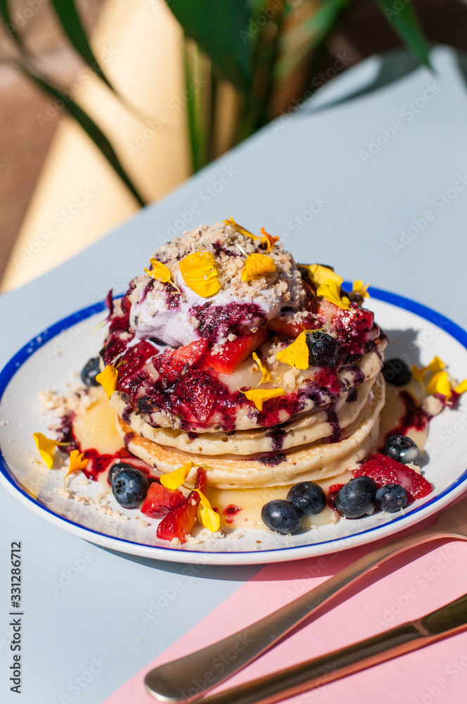 Blueberry pancakes with lemon curd Blueberry pancakes with lemon curd