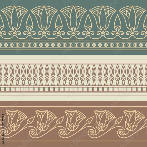 Seamless vector illustration based on the Egyptian national ornament with lotus flower