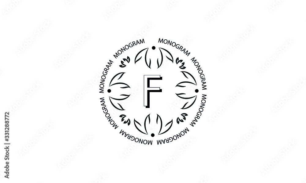 Fototapeta premium Elegant floral monogram with the letter F. Exquisite calligraphic logo for business sign, restaurant, royalty, boutique, cafe, hotel.