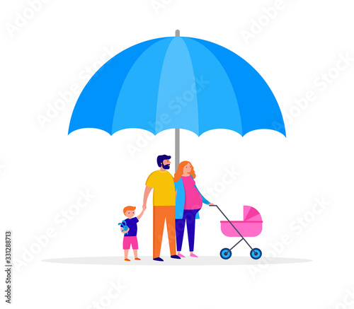 Stay at home, protect your family. Quarantine area concept, vector illustration