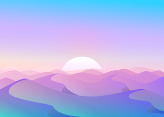 Papier peint photo Pourpre Desert dunes vector egyptian landscape background. Sand in nature illustration  © Yurii