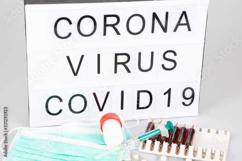epidemic coronavirus 2019-nCoV lightbox with text COVID-19 corona virus