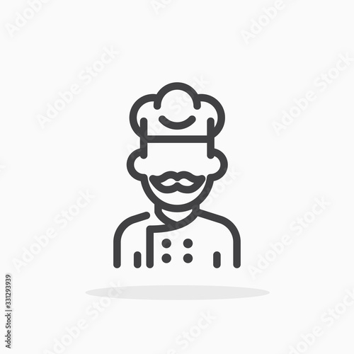 Chef icon in line style. Editable stroke.