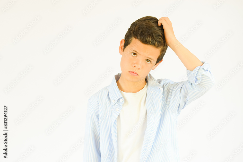 Little boy making thoughtful gesture Little boy making thoughtful gesture