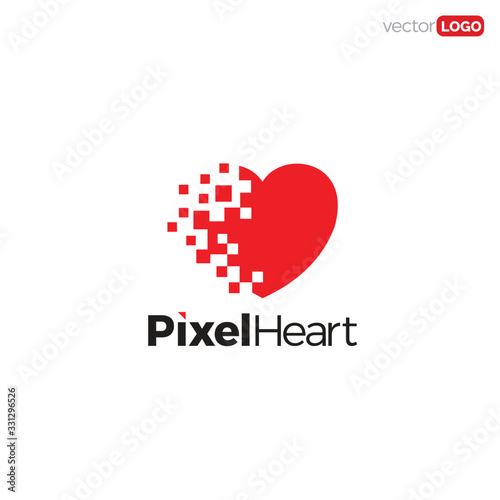 heart with digital pixel  icon/symbol/Logo Design Vector Template Illustration