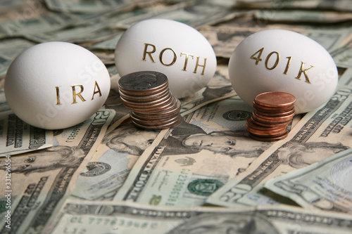 Fotografía Money and nest eggs concept for retirement, savings, and financial planning