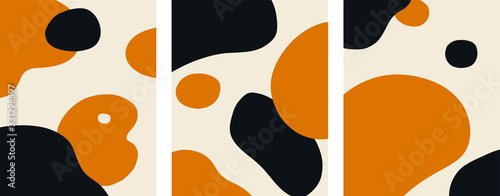 Organic Minimalist Art Orange and Black set vector