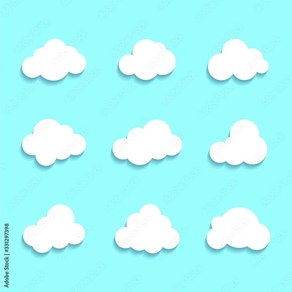 set of clouds icon vector sign isolated color editable. cloud symbol template for graphic and web design on white background