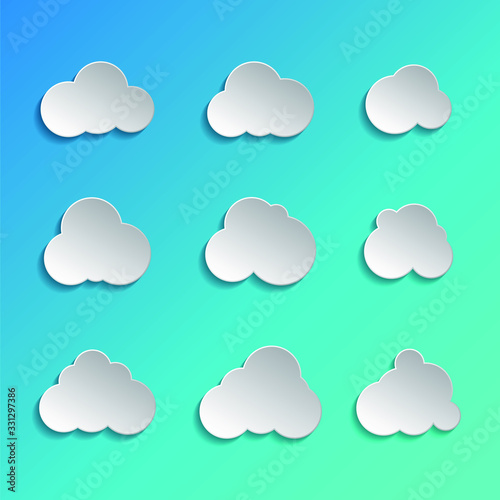 set of clouds icon vector sign isolated color editable. cloud symbol template for graphic and web design on white background