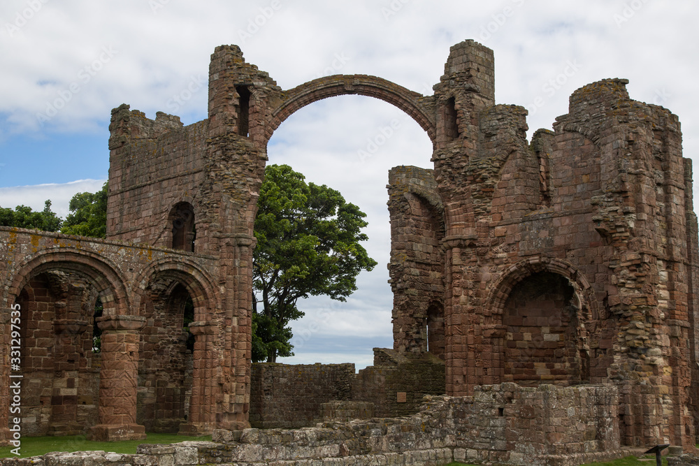 Ruins of Lindisfarne Priory on the Holy Island in Northumberland