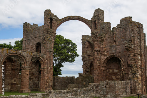 Ruins of Lindisfarne Priory on the Holy Island in Northumberland