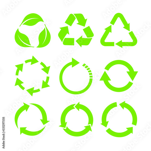 Recycle icon vector sign isolated color editable. Recycle Recycling symbol template for graphic and web design on white background