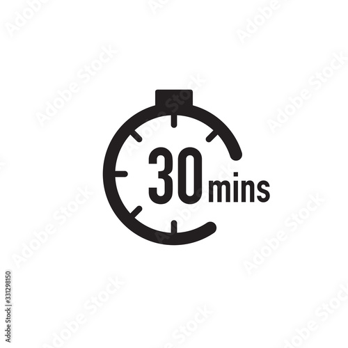 30 minutes timer, stopwatch or countdown icon. Time measure. Chronometr icon. Stock Vector illustration isolated on white background.