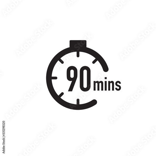 90 minutes timer, stopwatch or countdown icon. Time measure. Chronometr icon. Stock Vector illustration isolated on white background.