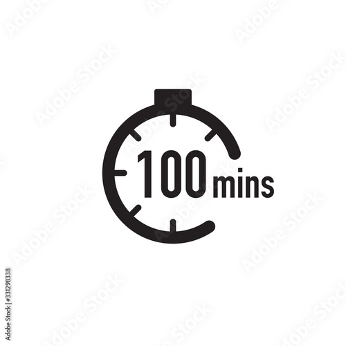 100 minutes timer, stopwatch or countdown icon. Time measure. Chronometr icon. Stock Vector illustration isolated on white background.