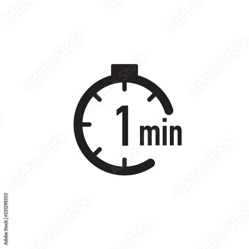 1 minute timer, stopwatch or countdown icon. Time measure. Chronometr icon. Stock Vector illustration isolated on white background.
