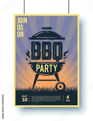 Barbecue vintage poster. BBQ time. Barbecue party. Vintage poster.