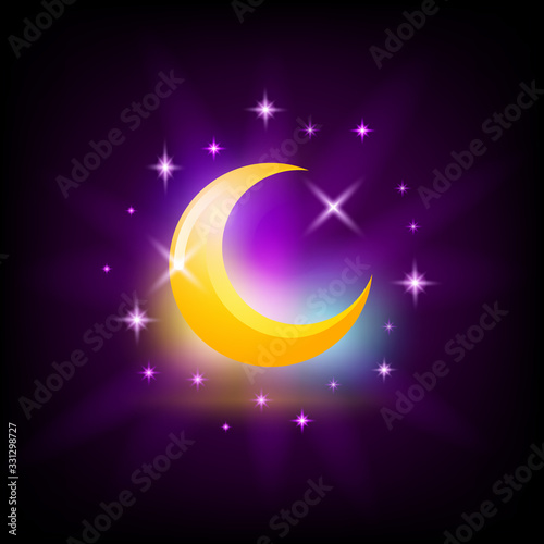 Night crescent Moon symbol, crescent icon for slot machine screen