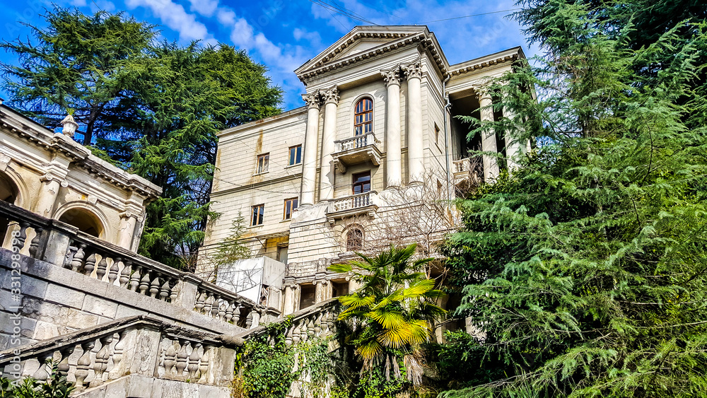 Old abandoned sanatorium Ordzhonikidze. Sochi, Russia.