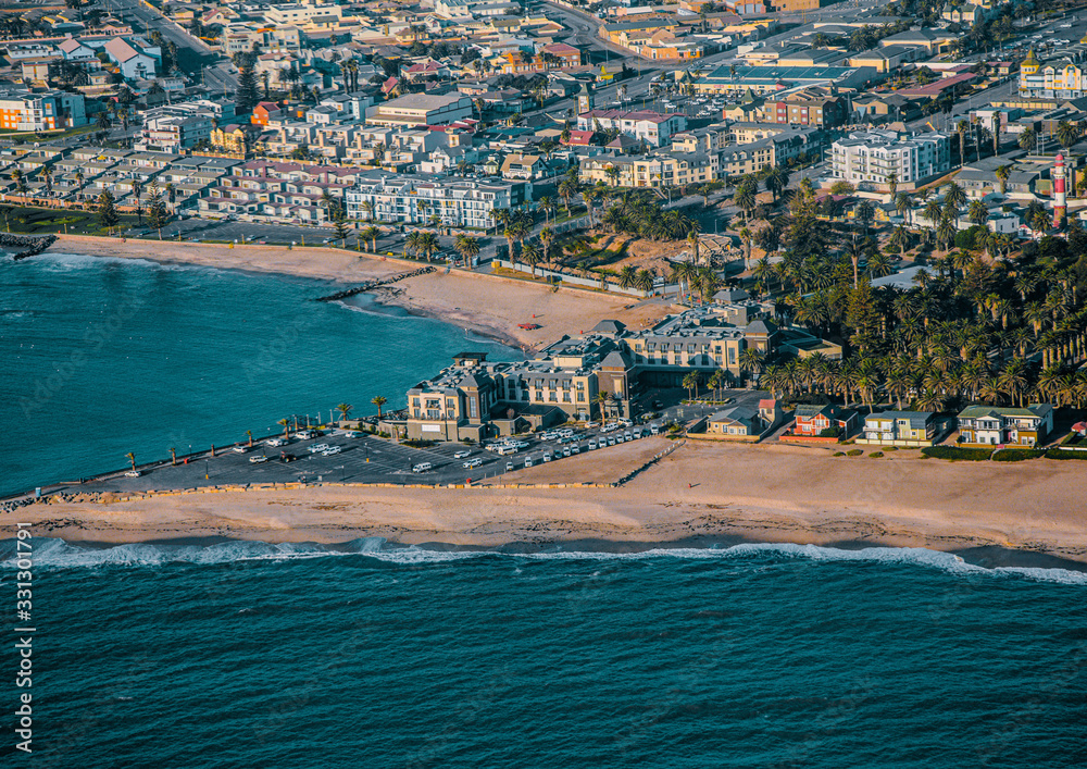 Aerial picture of the city of Swakopmund in western Namibia
