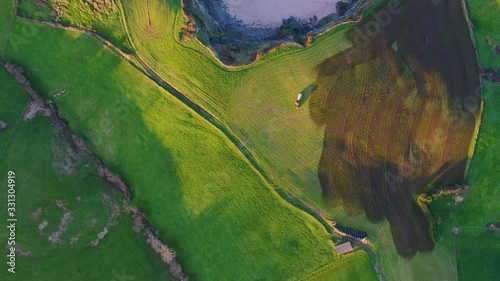 Aerial view of Antuerta beach, Ajo, Bareyo Municipality, Trasmiera Coast. Cantabrian Sea, Cantabria, Spain, Europe photo