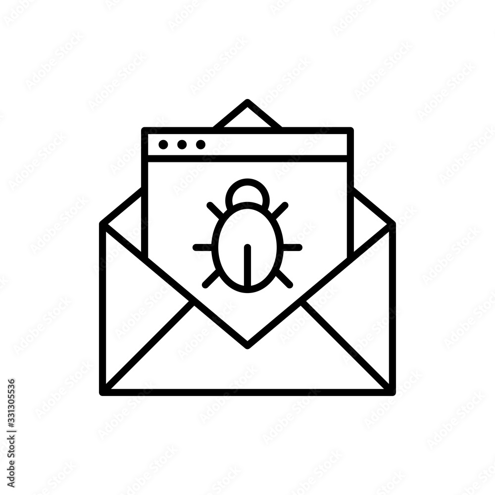 Email Virus Threat Vector icon Line Illustration. Email Virus Threat Vector icon Line Illustration.