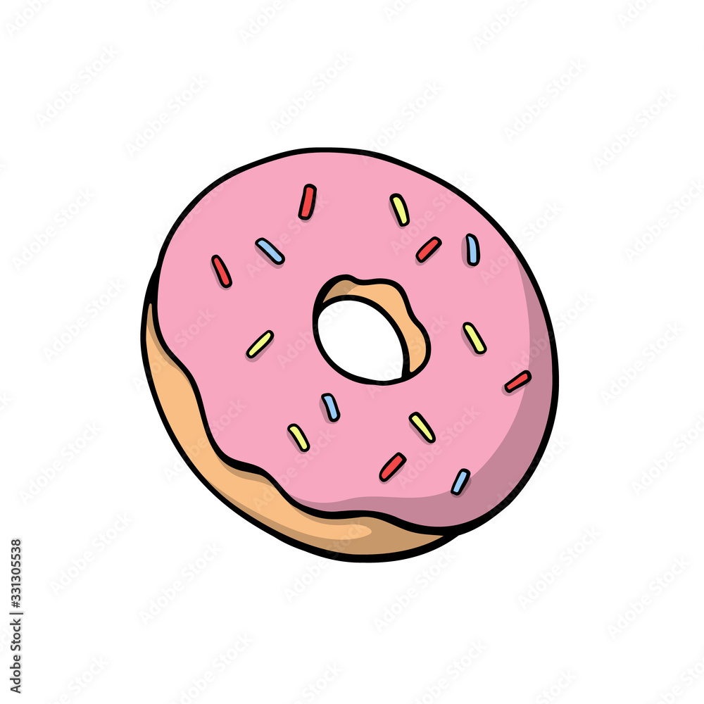 donut with rainbow sprinkles. Cute vector illustration donut with rainbow sprinkles. Cute vector illustration