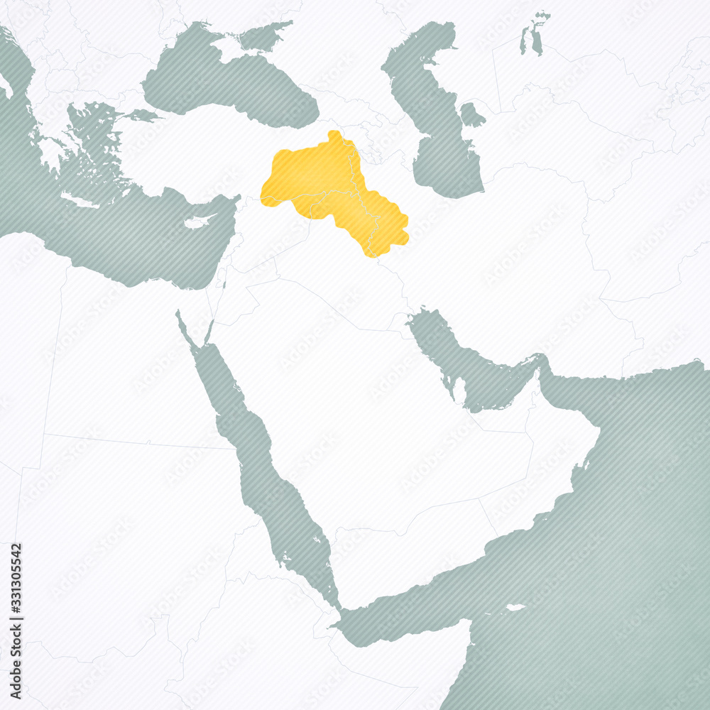 Map of Middle East - Kurdistan