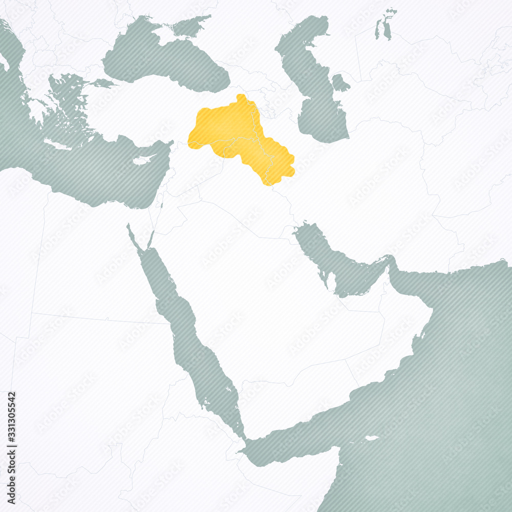 Obraz premium Map of Middle East - Kurdistan